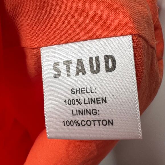 Staud Orange Matteo Cut Out Linen Midi Dress Size 0 - Picture 7 of 8